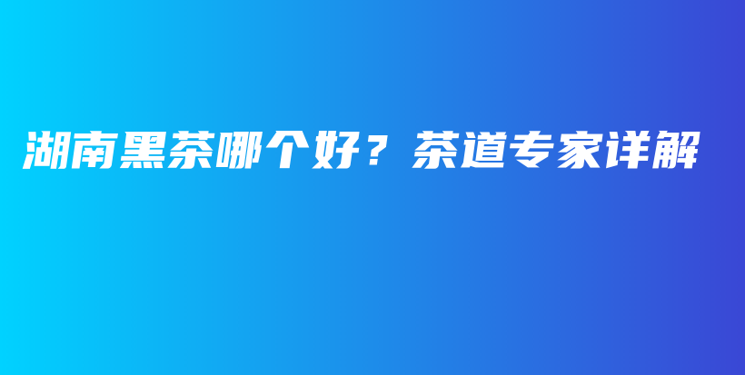 湖南黑茶哪个好？茶道专家详解插图