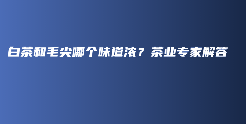 白茶和毛尖哪个味道浓？茶业专家解答插图