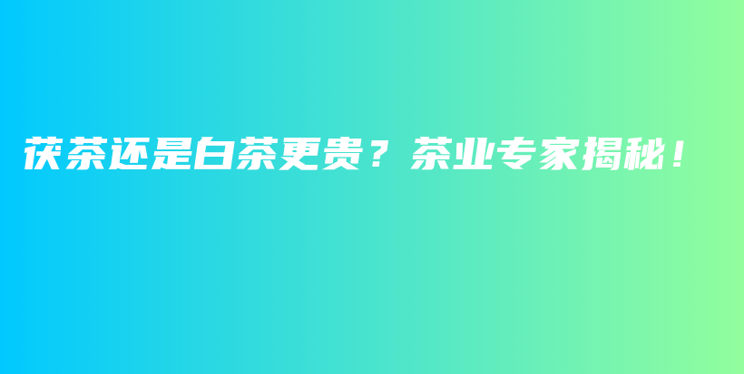 茯茶还是白茶更贵？茶业专家揭秘！插图