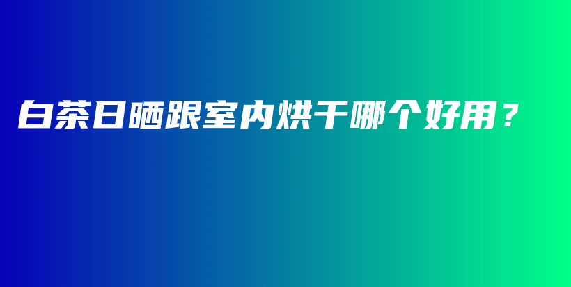 白茶日晒跟室内烘干哪个好用？插图