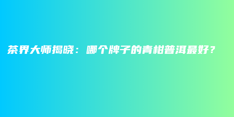 茶界大师揭晓：哪个牌子的青柑普洱最好？插图