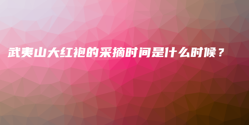 武夷山大红袍的采摘时间是什么时候？插图