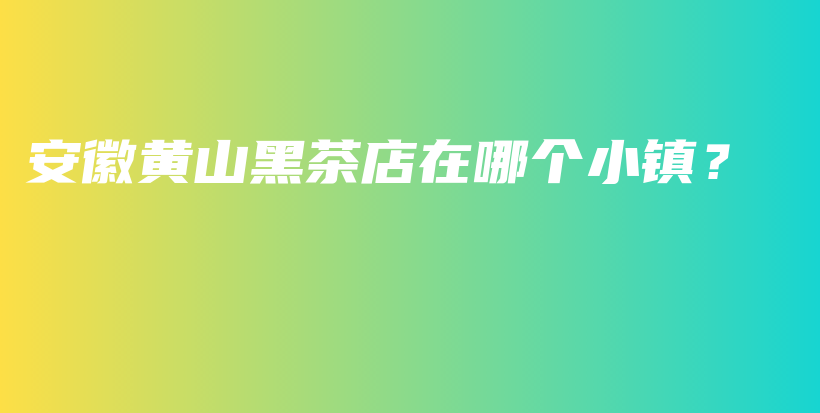 安徽黄山黑茶店在哪个小镇？插图