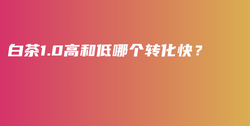 白茶1.0高和低哪个转化快？插图