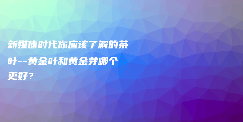 新媒体时代你应该了解的茶叶–黄金叶和黄金芽哪个更好？插图