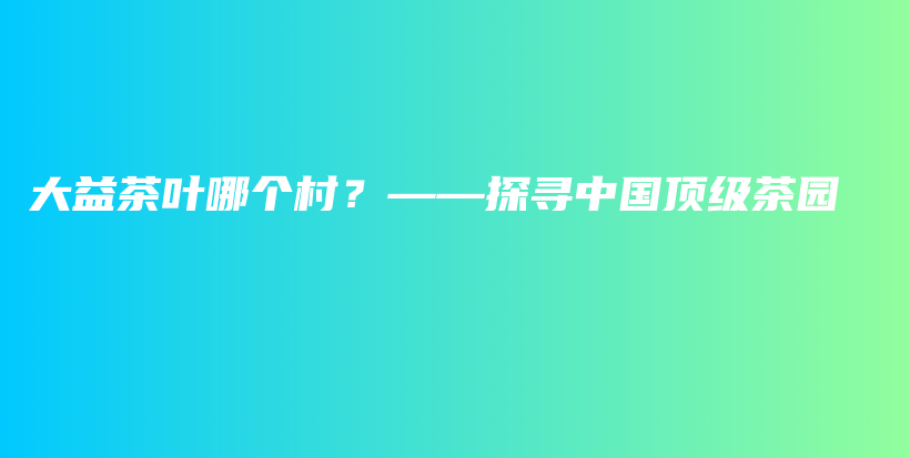 大益茶叶哪个村？——探寻中国顶级茶园插图