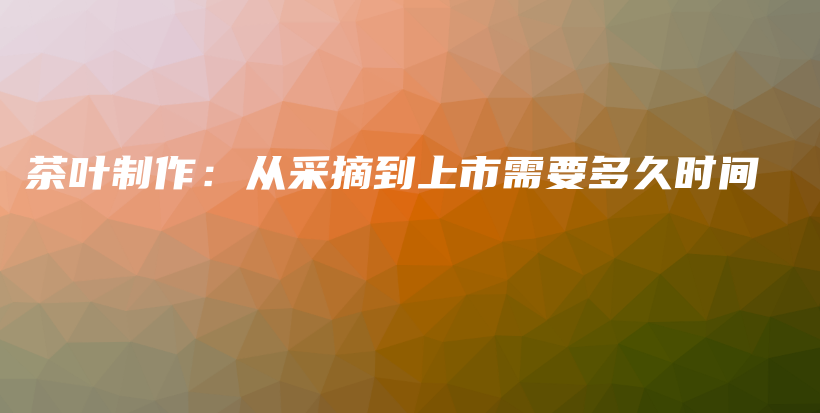 茶叶制作：从采摘到上市需要多久时间插图