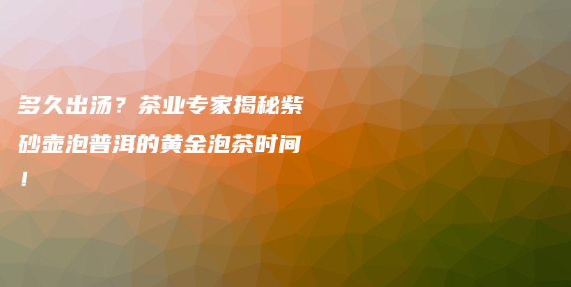 多久出汤？茶业专家揭秘紫砂壶泡普洱的黄金泡茶时间！插图