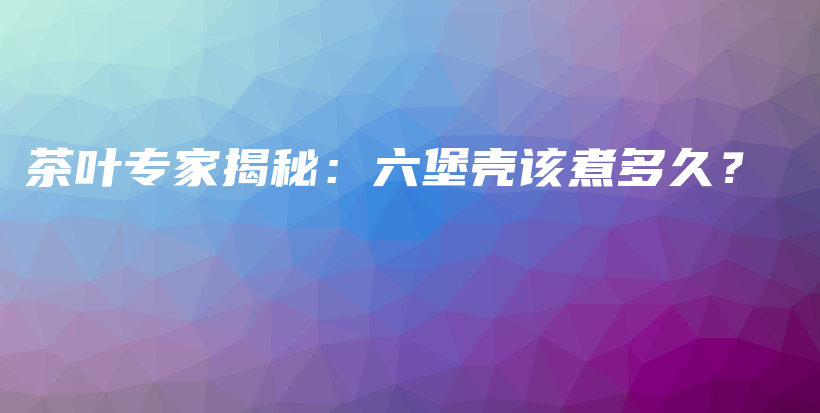 茶叶专家揭秘：六堡壳该煮多久？插图