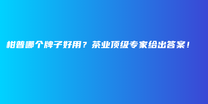 柑普哪个牌子好用？茶业顶级专家给出答案！插图