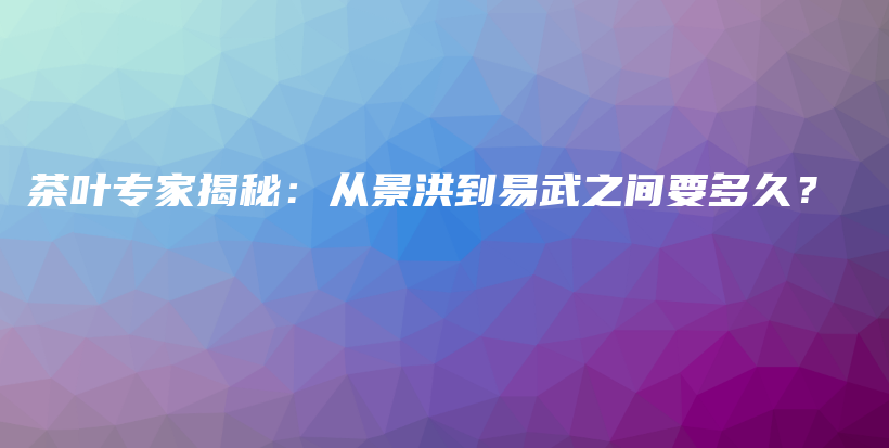 茶叶专家揭秘：从景洪到易武之间要多久？插图