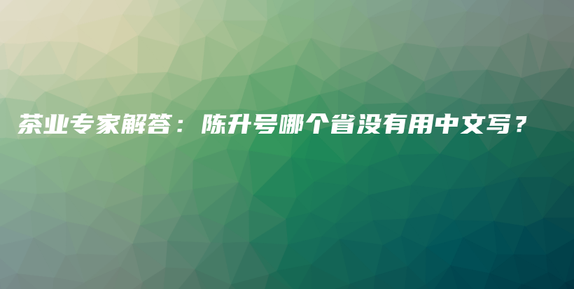 茶业专家解答：陈升号哪个省没有用中文写？插图