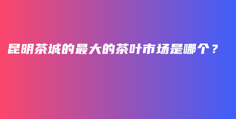 昆明茶城的最大的茶叶市场是哪个？插图