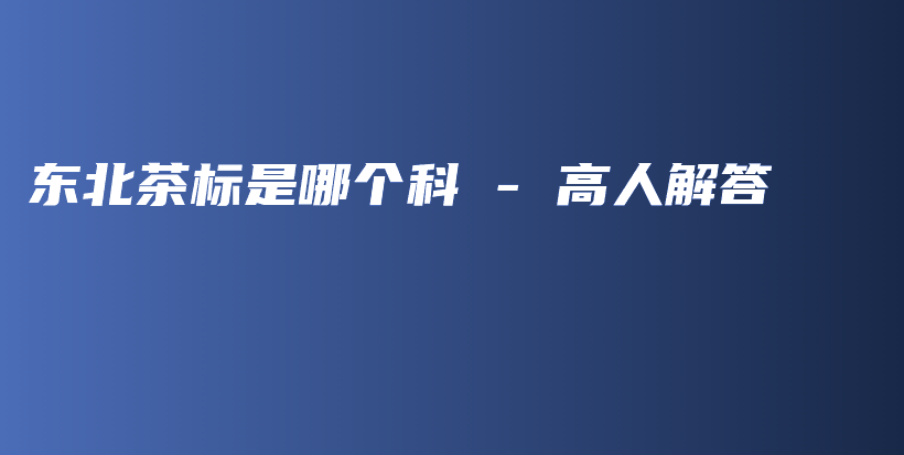 东北茶标是哪个科 – 高人解答插图