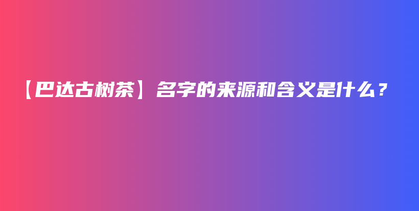 【巴达古树茶】名字的来源和含义是什么？插图