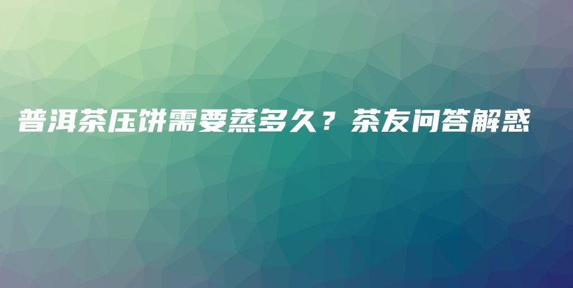 普洱茶压饼需要蒸多久？茶友问答解惑插图