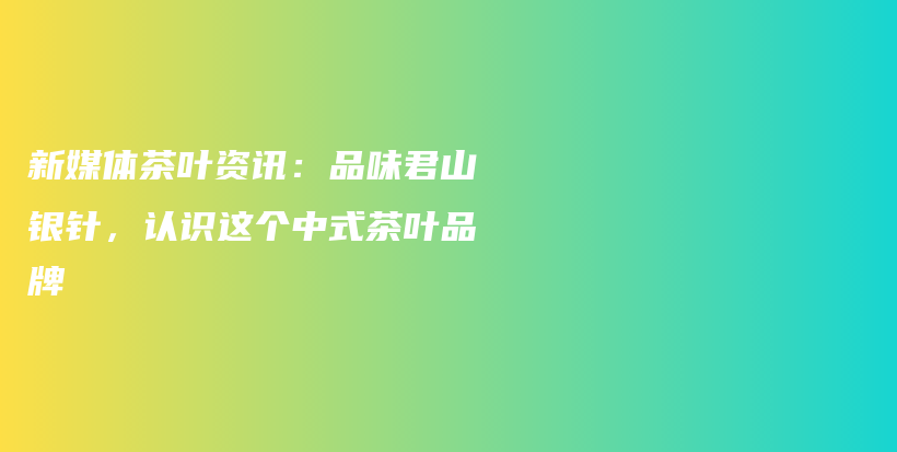 新媒体茶叶资讯：品味君山银针，认识这个中式茶叶品牌插图