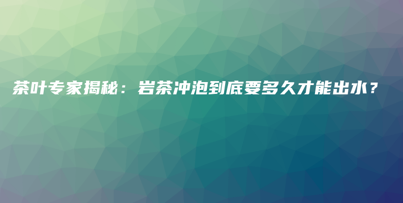 茶叶专家揭秘：岩茶冲泡到底要多久才能出水？插图