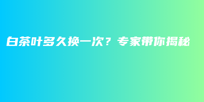 白茶叶多久换一次？专家带你揭秘插图